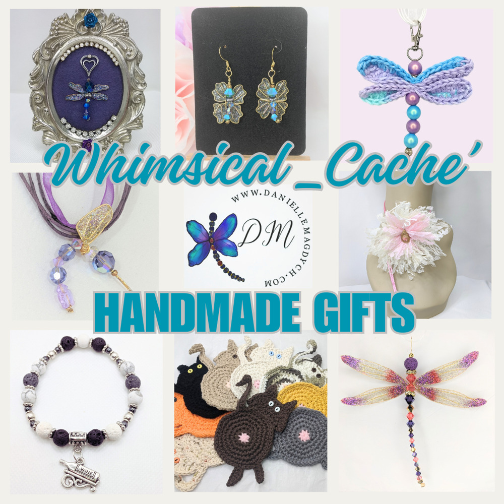 Crochet Beaded Dragonfly Bag Charm Handmade Wings Upcycled Diffuser Keychain NEW - Picture 2 of 8